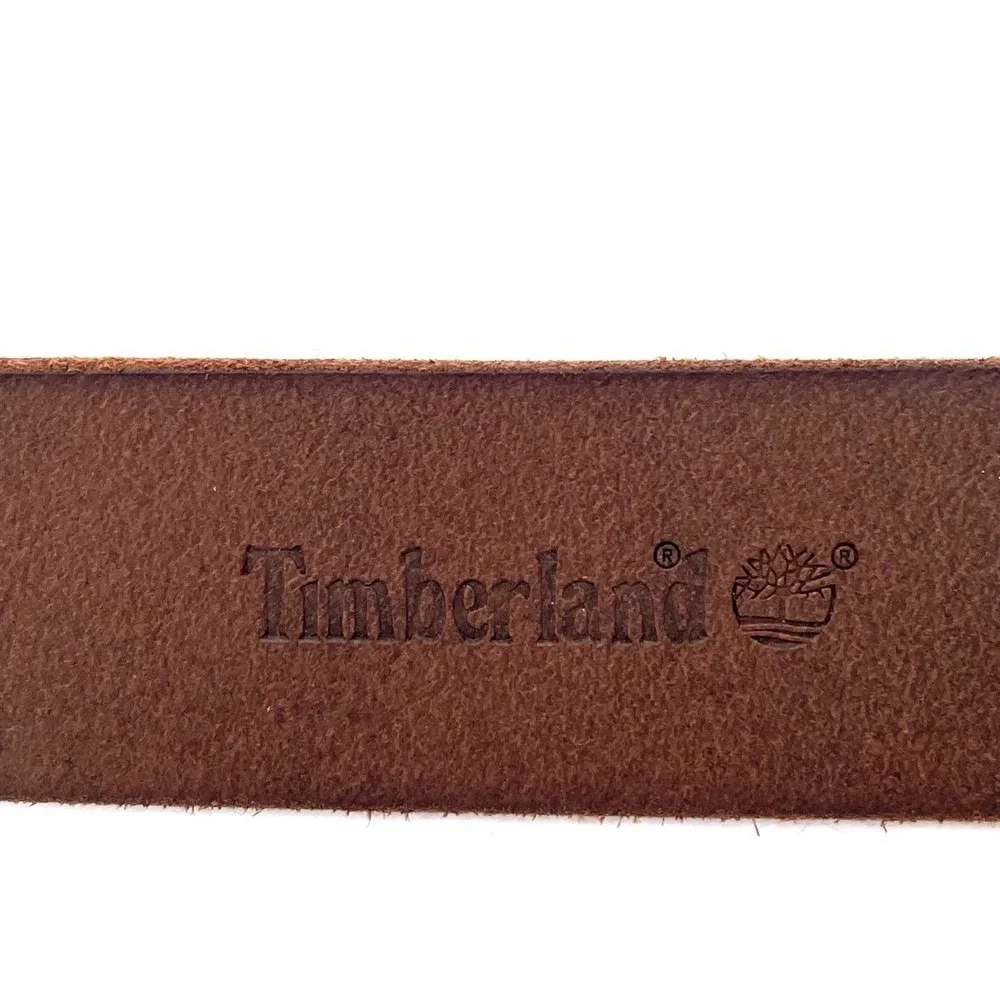 Timberland Genuine Leather Brown Belt Distressed Brass Buckle Workwear 38-42in